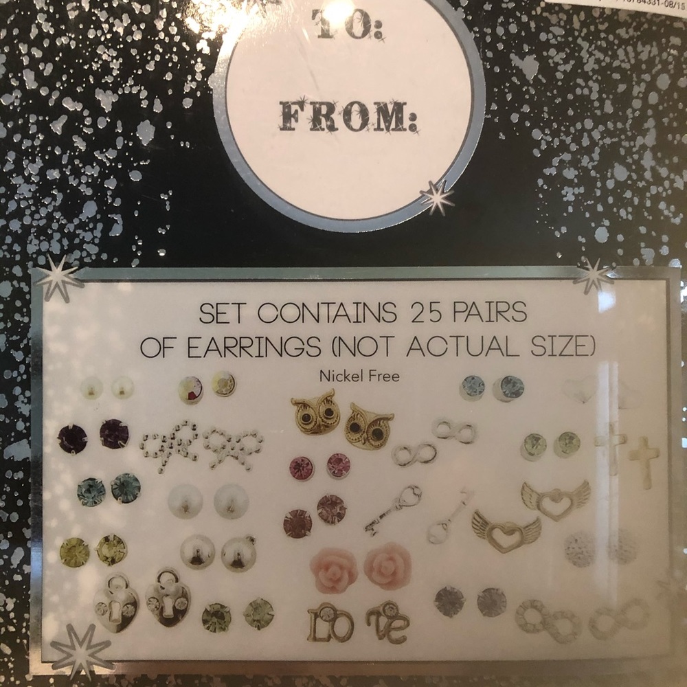 25 pairs of earrings in an advent calendar.